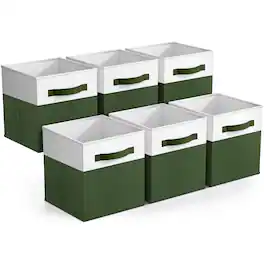 Sorbus - Foldable Storage Bins, 6-Pack Fabric Storage Cubes, 11-Inch Cube Organizer Bins for Closet, Shelves - Green