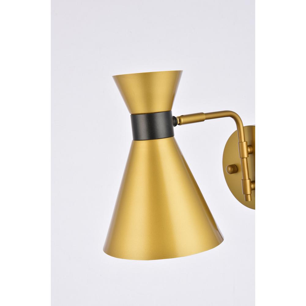 Alt View 2. Living District - Halycon 6 inch light brass wall sconce - Brass And Black.