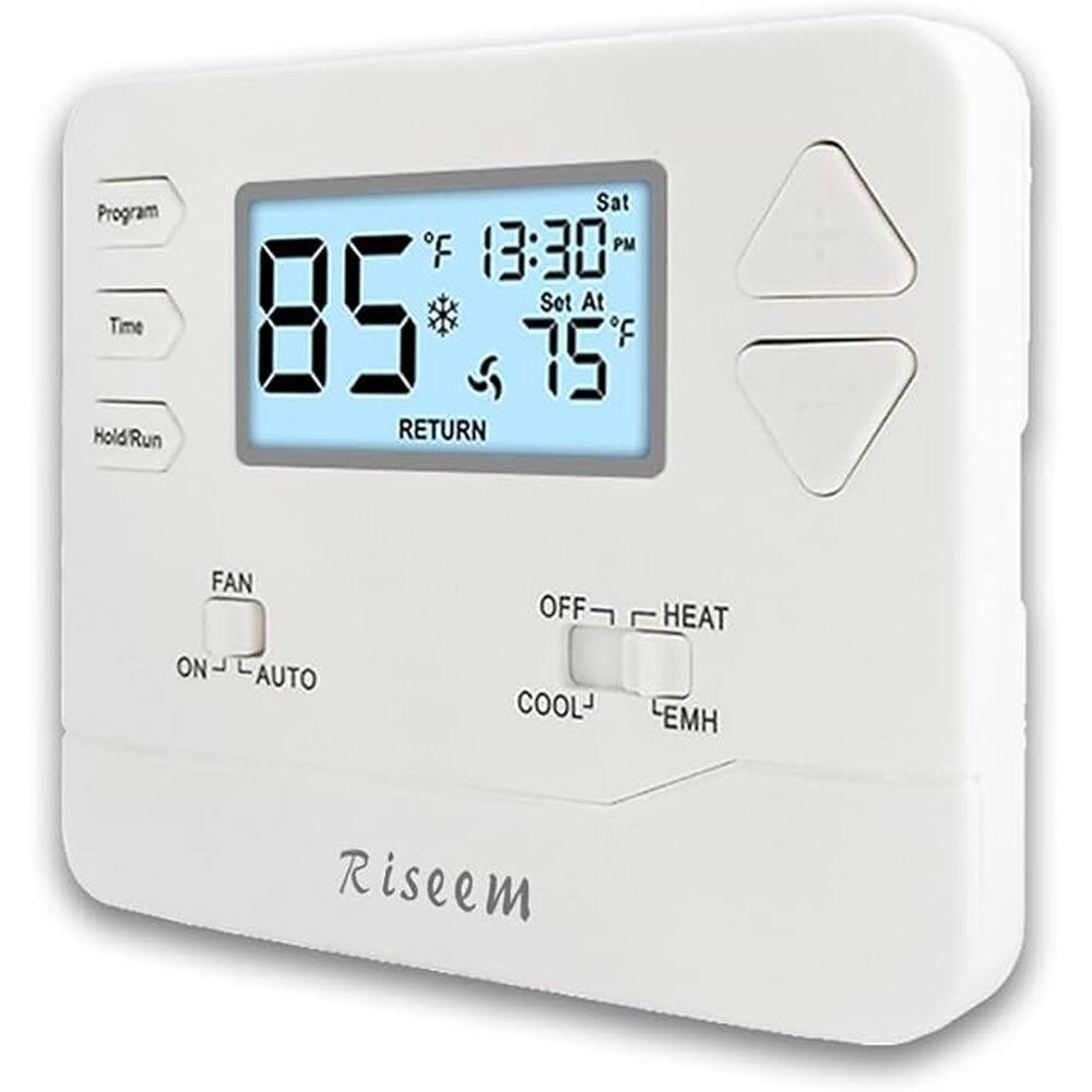 Schertz - Programmable Heat Pump Thermostat – Single-Stage 2H/1C or 1H/1C, DIY Install, White Backlight