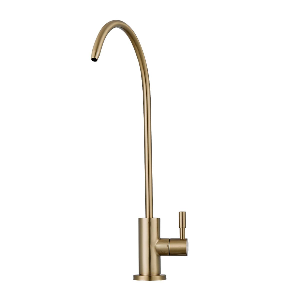 Left. Ropilly - Ropilly Lead Free Water Purifier Faucet, Brushed Gold Filtered Water Faucet with Swivel Gooseneck - Gold.