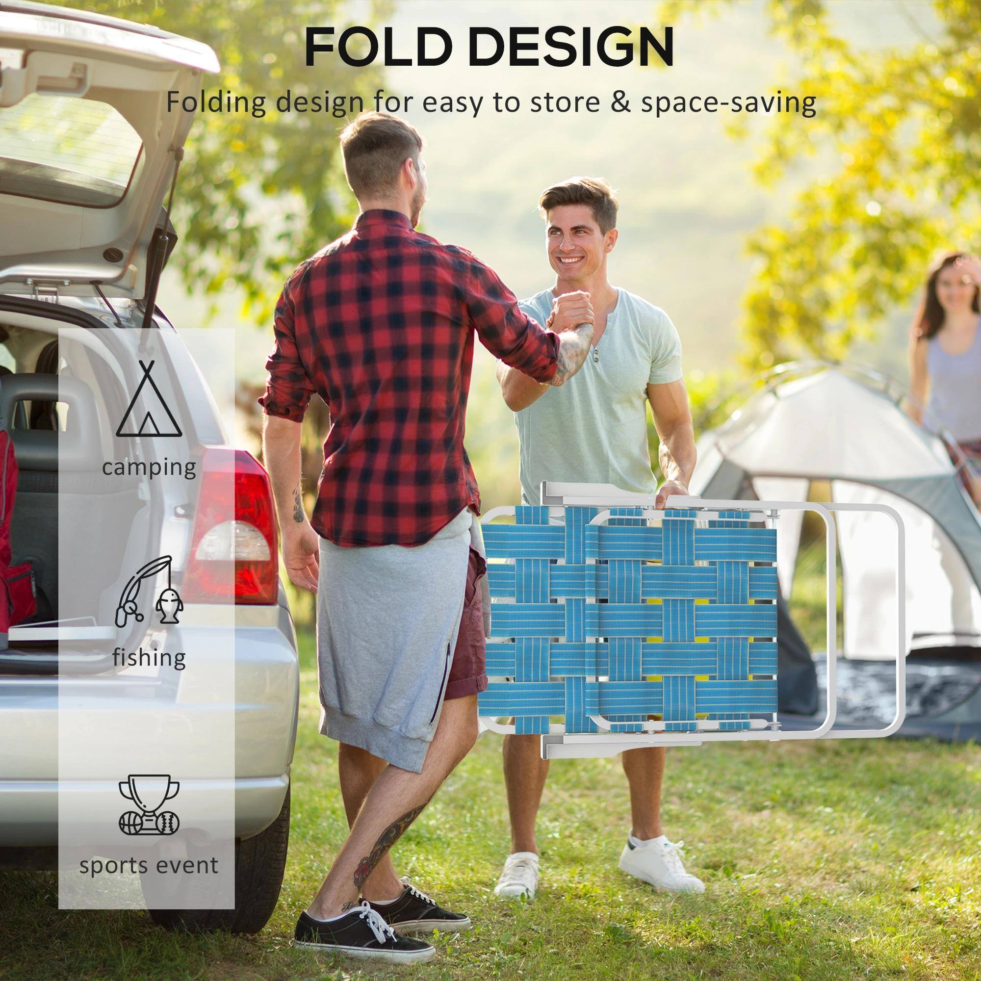 FOLD DESIGN  
Folding design for easy to store & space-saving  

camping  
fishing  
sports event
