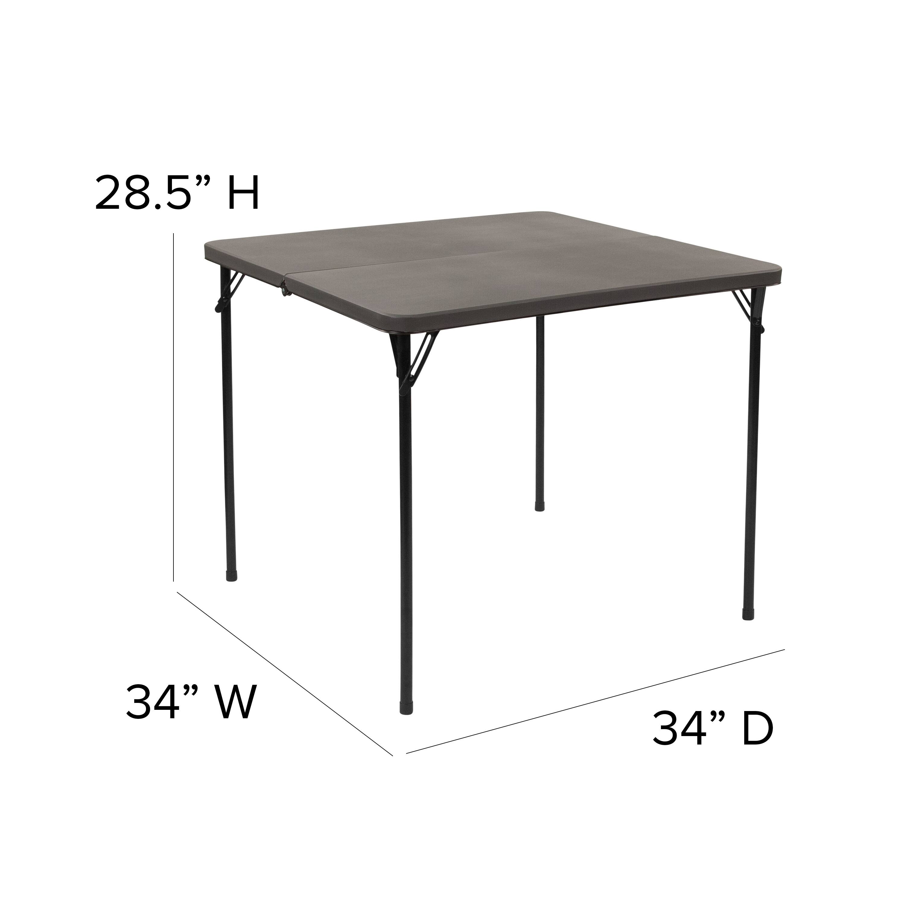 Alt View 16. Alamont Home - 2.83-Foot Square Bi-Fold Plastic Folding Table with Carrying Handle - Dark Gray.