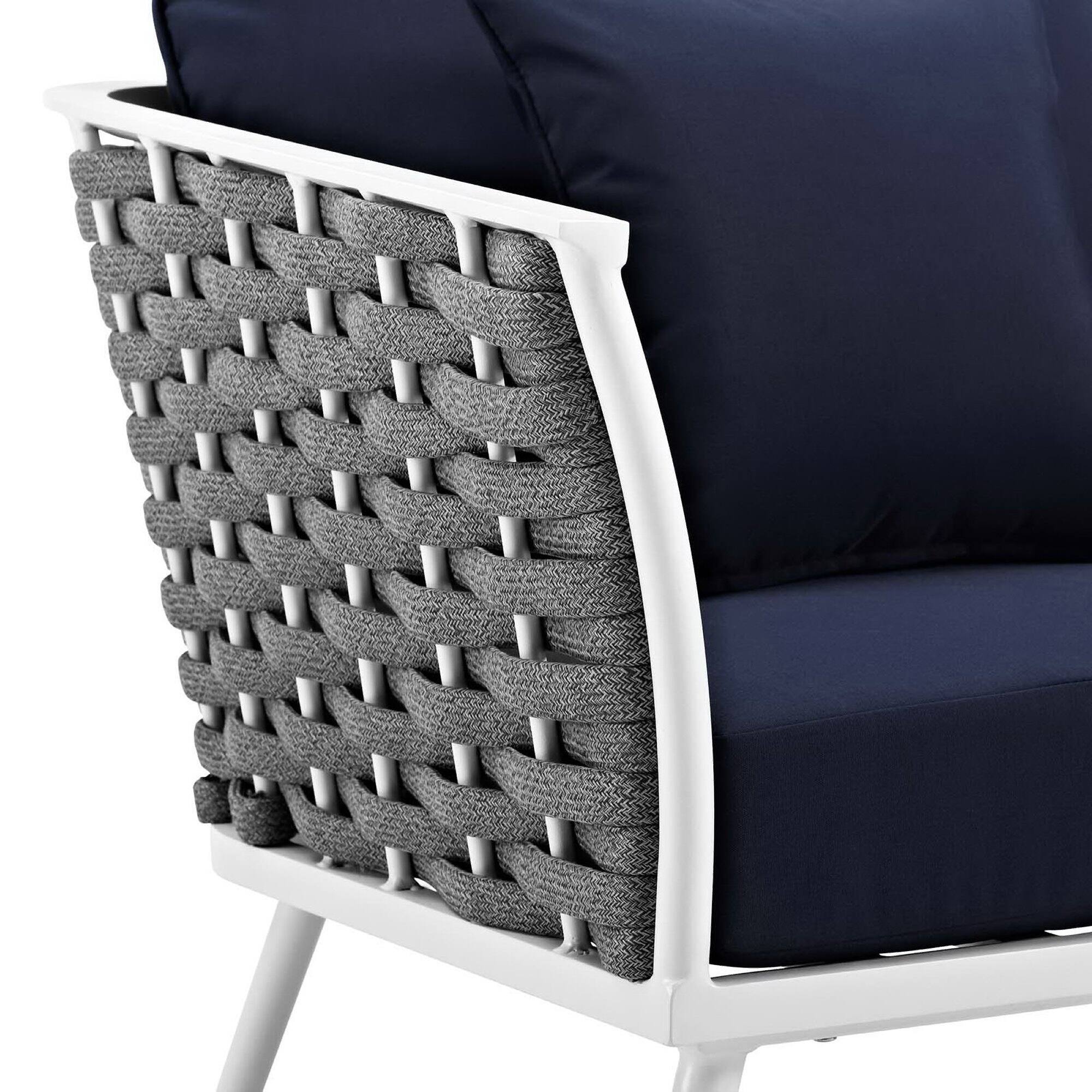 Alt View 1. Modway - Stance Outdoor Patio Aluminum Armchair by Modway - White Navy.