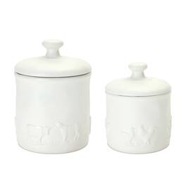 BreeBe - Ceramic Farm Animal Canister (Set of 2) - White