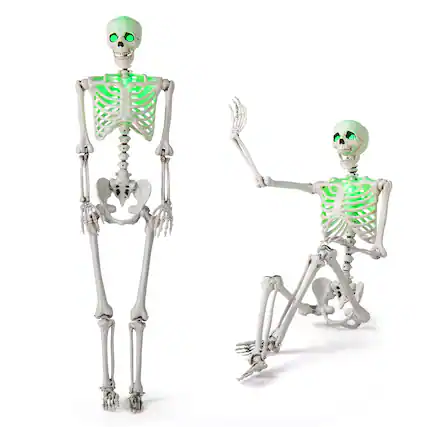 Front. Costway - Costway 5.5FT Poseable Halloween Skeleton Life-Size Decoration with Built-in Lights - White,Green.