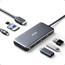 Anker - USB C Hub, 7in1 Multi-Port USBC Hub - Gray