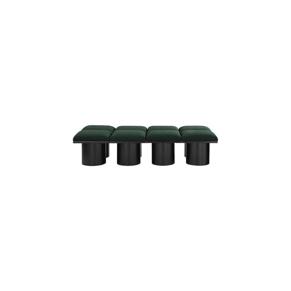 Angle. Meridian Furniture - Pavilion Green Boucle Fabric Bench - Green Boucle Fabric.