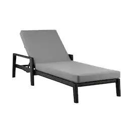 Armen Living - Cayman Outdoor Patio Adjustable Chaise Lounge Chair in Aluminum with Gray Cushions - Dark Gray