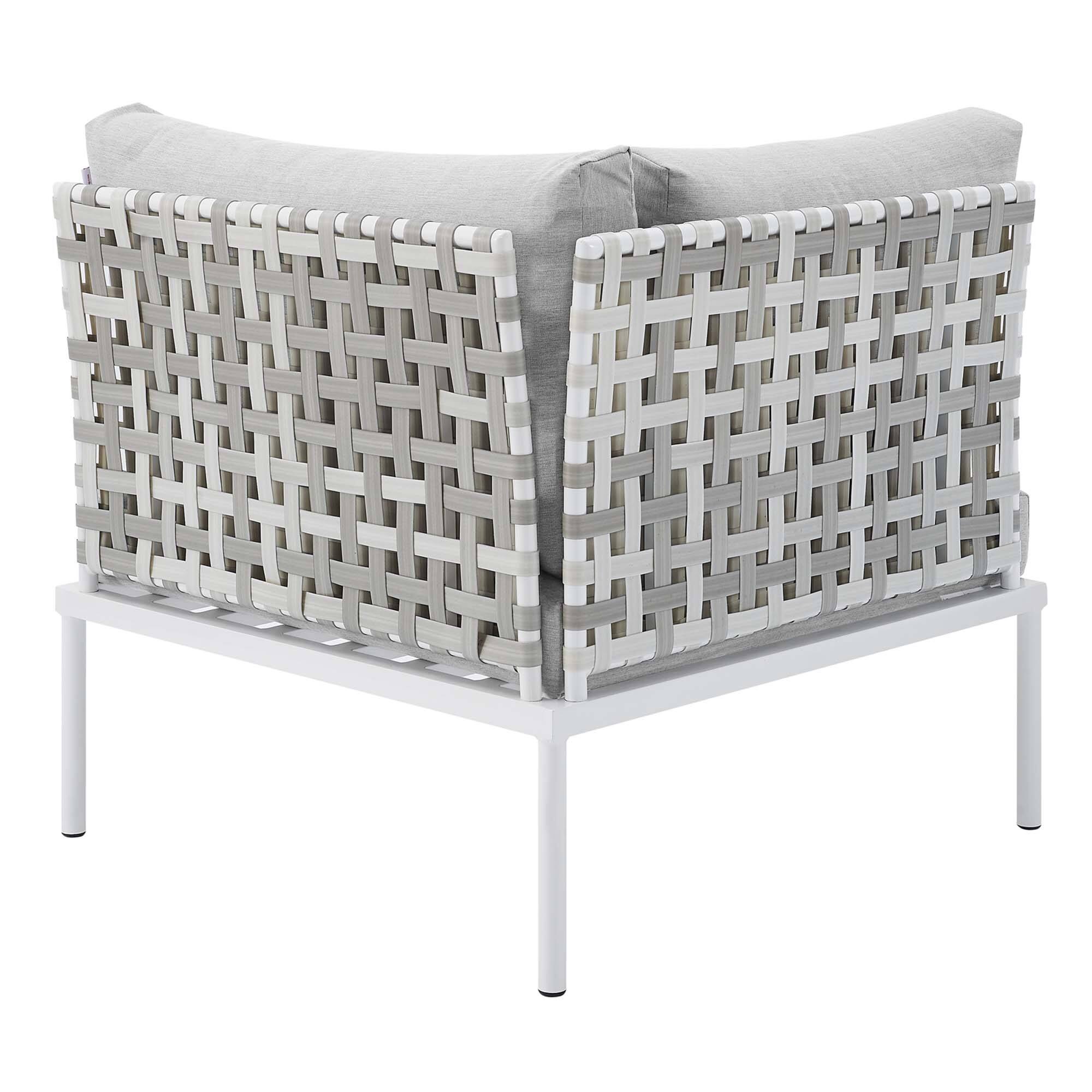 Alt View 2. Modway - Harmony Sunbrella® Basket Weave Outdoor Aluminum Corner Chair by Modway - Taupe Gray.
