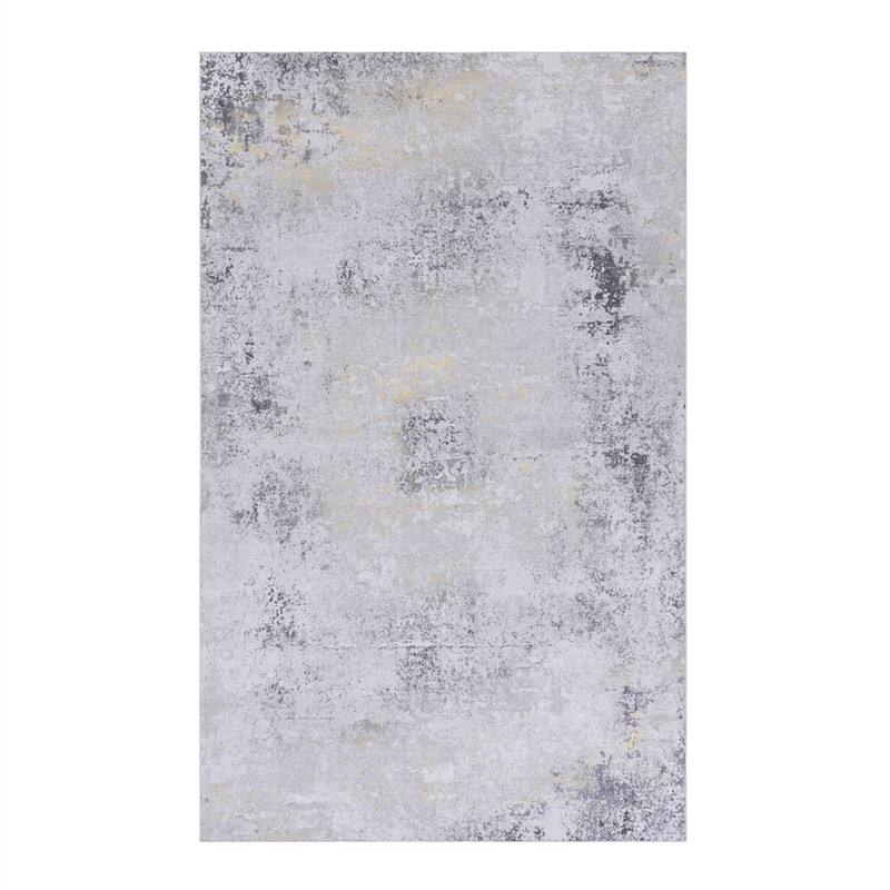 Front. HTUTWOO - Washable Rug 5x8 Area Rug - Machine Washable Low Pile Carpet, Gray+Gold Non Slip, Living Room Bedroom Kitchen Hallway - Gray.