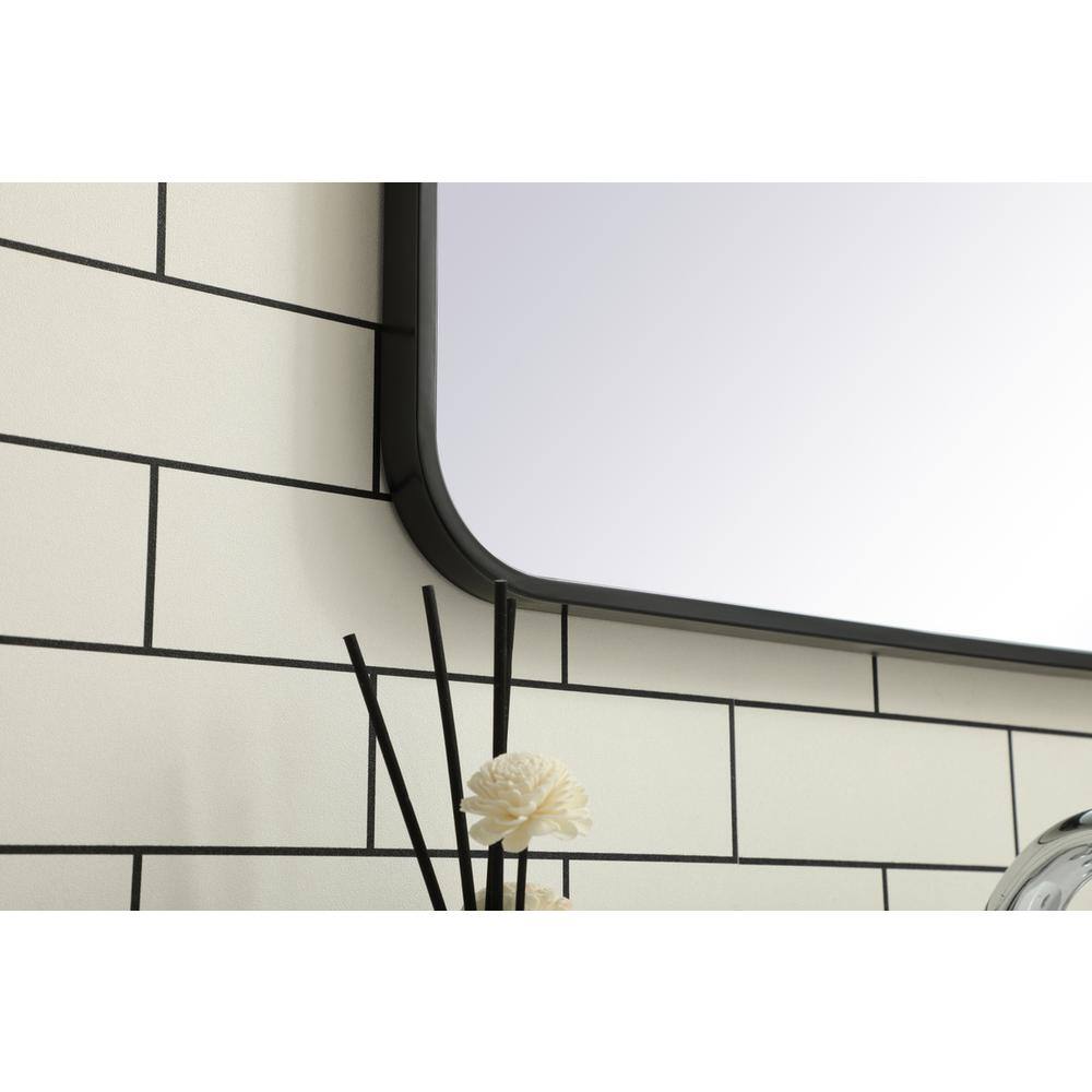 Alt View 2. Elegant Decor - Soft corner metal rectangular mirror 20x36 inch in Black - Black.