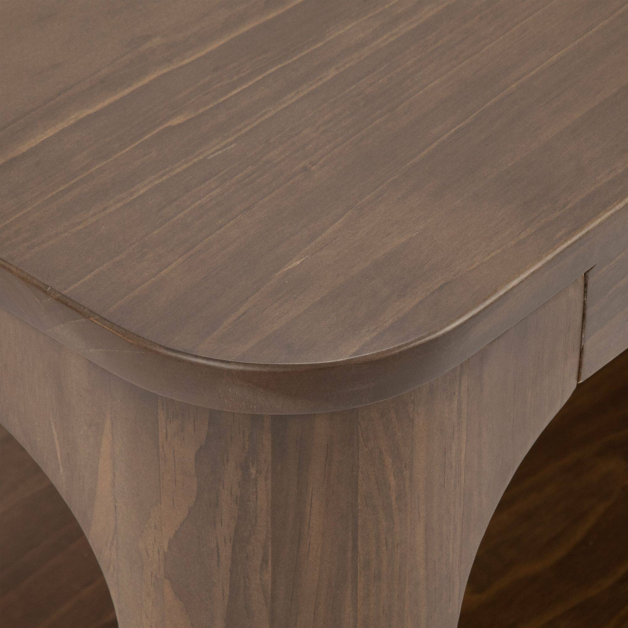 Alt View 3. Plank+Beam - Modern Rounded Rectangular Side Table with Shelf (25in x 15in / 630mm x 375mm), Walnut - Walnut.