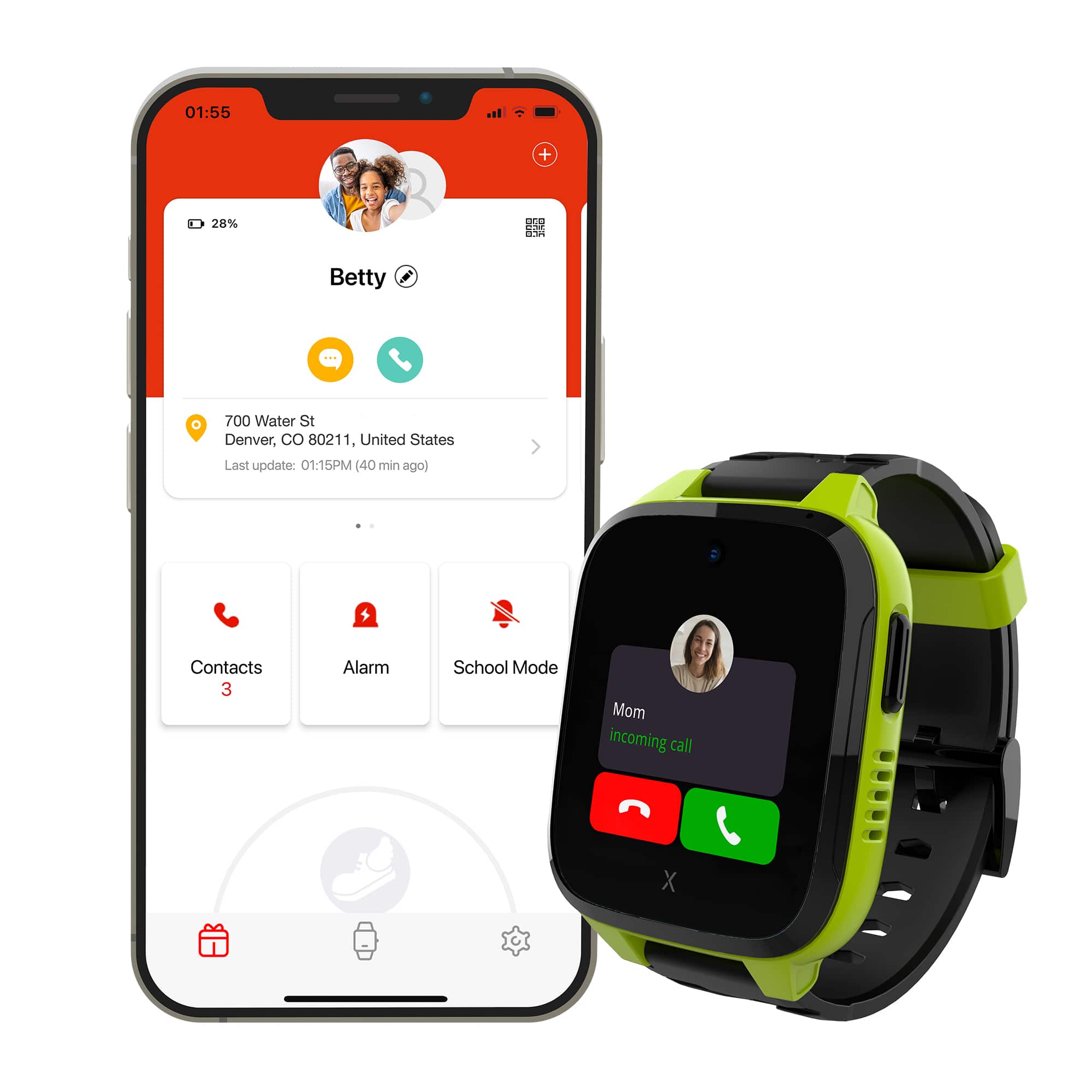 Alt View 4. Xplora - Kids' XGO3 (GPS + Cellular) Smart Watch 42mm Calls, Messages, SOS, GPS Tracker, Camera, Step Counter, SIM Card - Green.