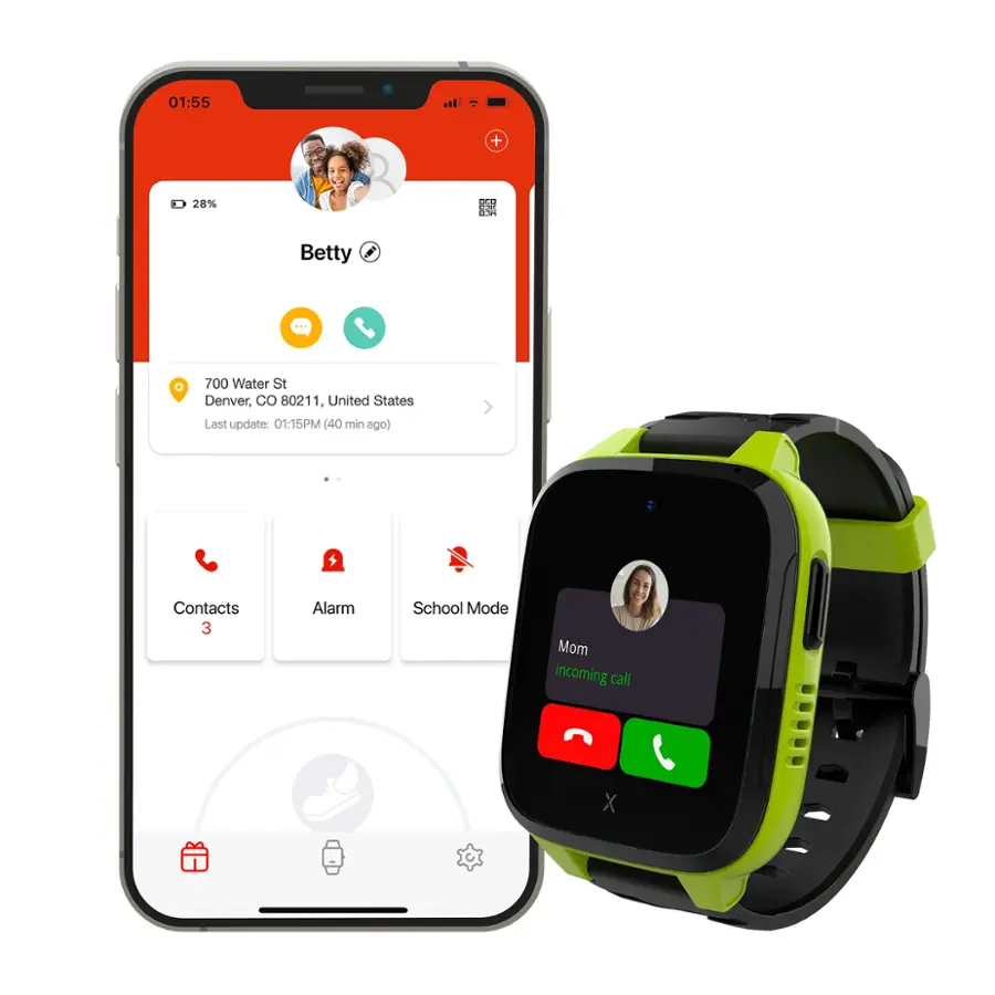 Alt View 4. Xplora - Kids' XGO3 (GPS + Cellular) Smart Watch 42mm Calls, Messages, SOS, GPS Tracker, Camera, Step Counter, SIM Card - Green.