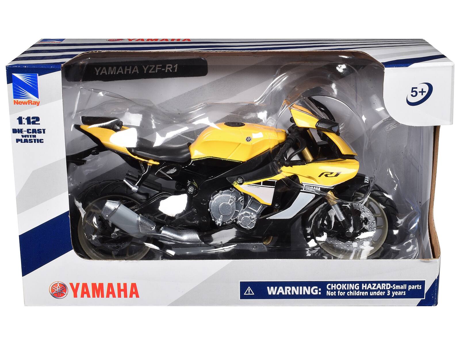 YAMAHA  
YAMAHA YZF-R1  
NewRay  
5+  
1:12 DIE-CAST WITH PLASTIC  
WARNING: CHOKING HAZARD-Small parts  
Not for children under 3 years