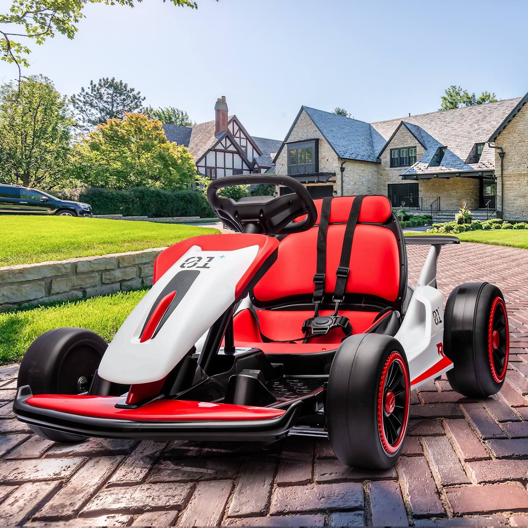 Front. U-HOMY - 12V 7AH Kids Electric Go-Kart with Dual Motors, Two Speeds, Foot Pedal & Slow Start – Sporty Red - Red.
