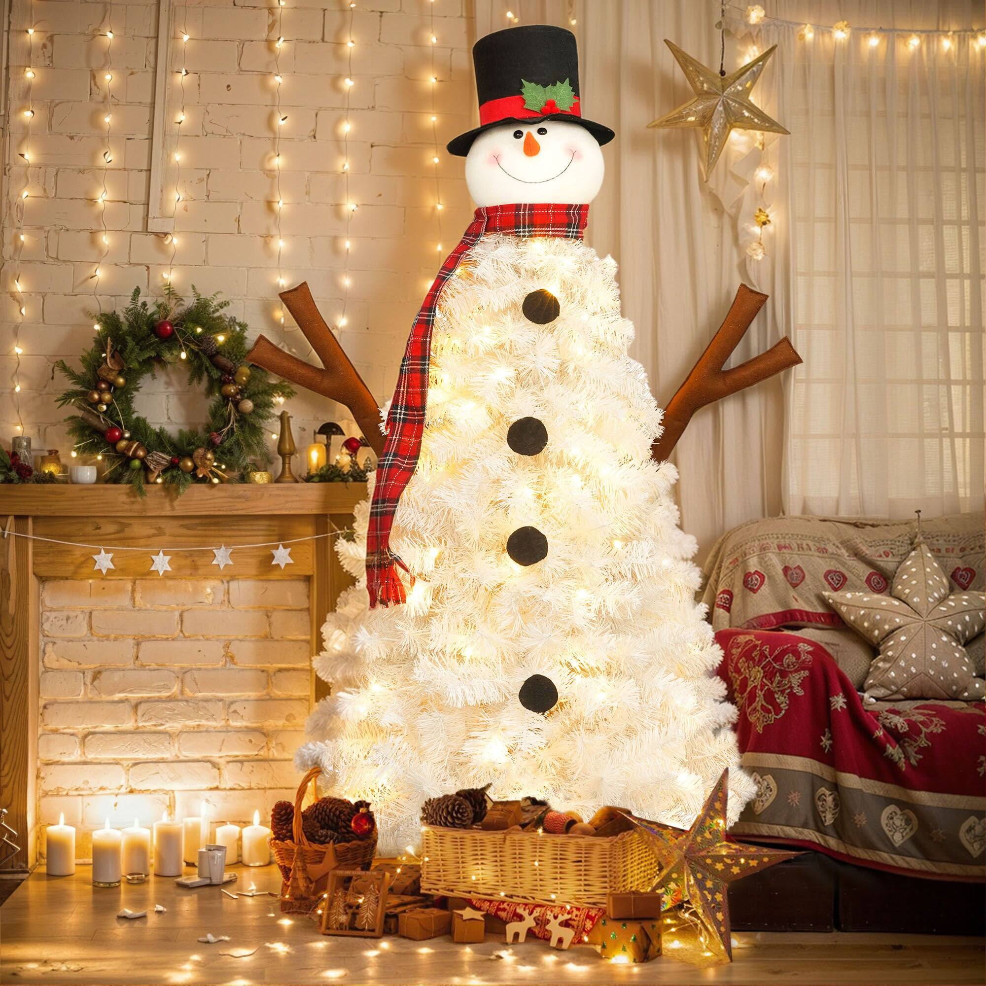 Back. BreeBe - 4ft Pre-lit Christmas Tree with 100 Lights - White.