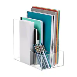 Mind Reader - Vertical File Storage, Desktop Organizer, Magazine Holder, Office, Acrylic - Clear