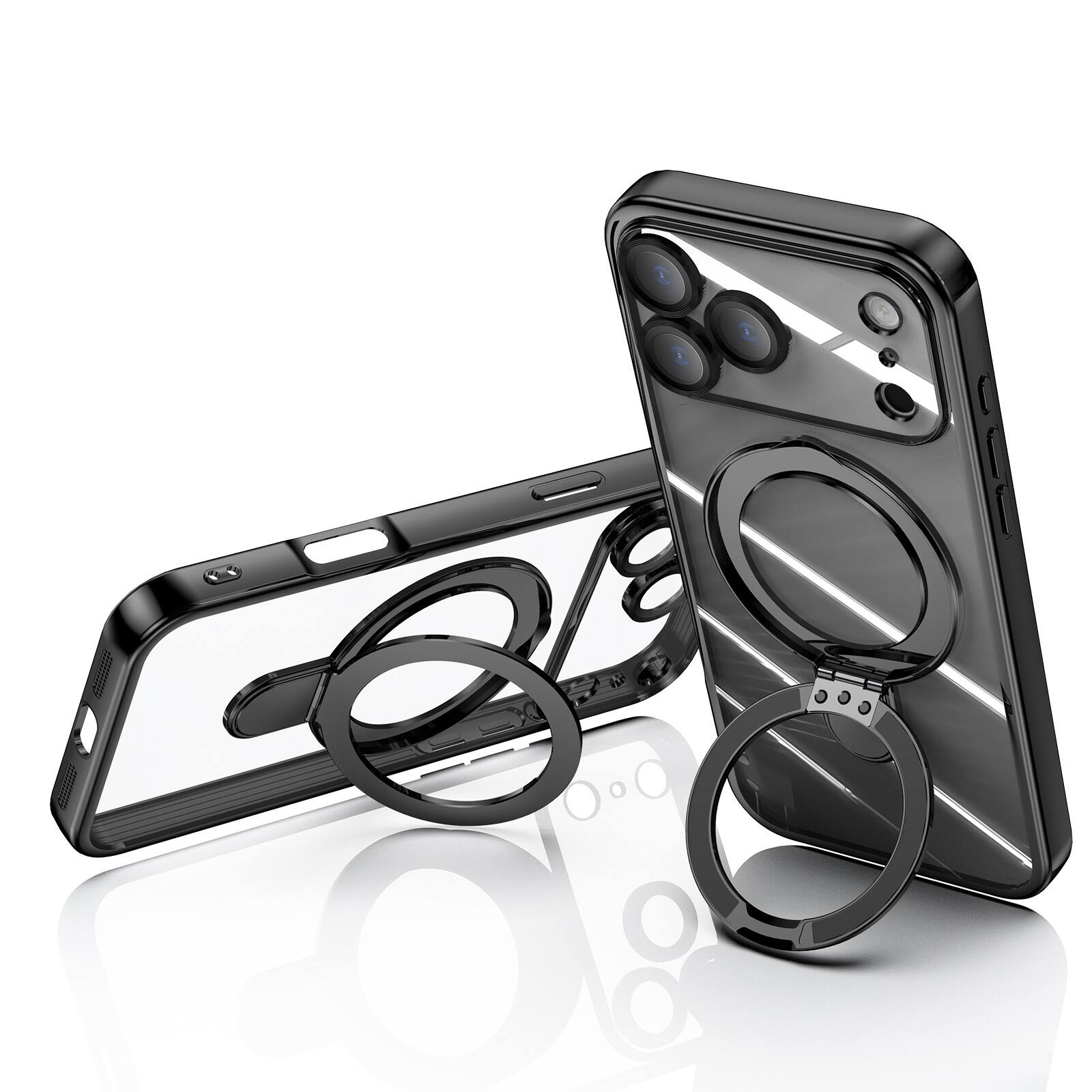 Alt View 1. Dteck - Dteck MagSafe Compatible Case for Apple iPhone 17 Pro Max with Plating Ring Stand Lens Protection Cover - Gray.