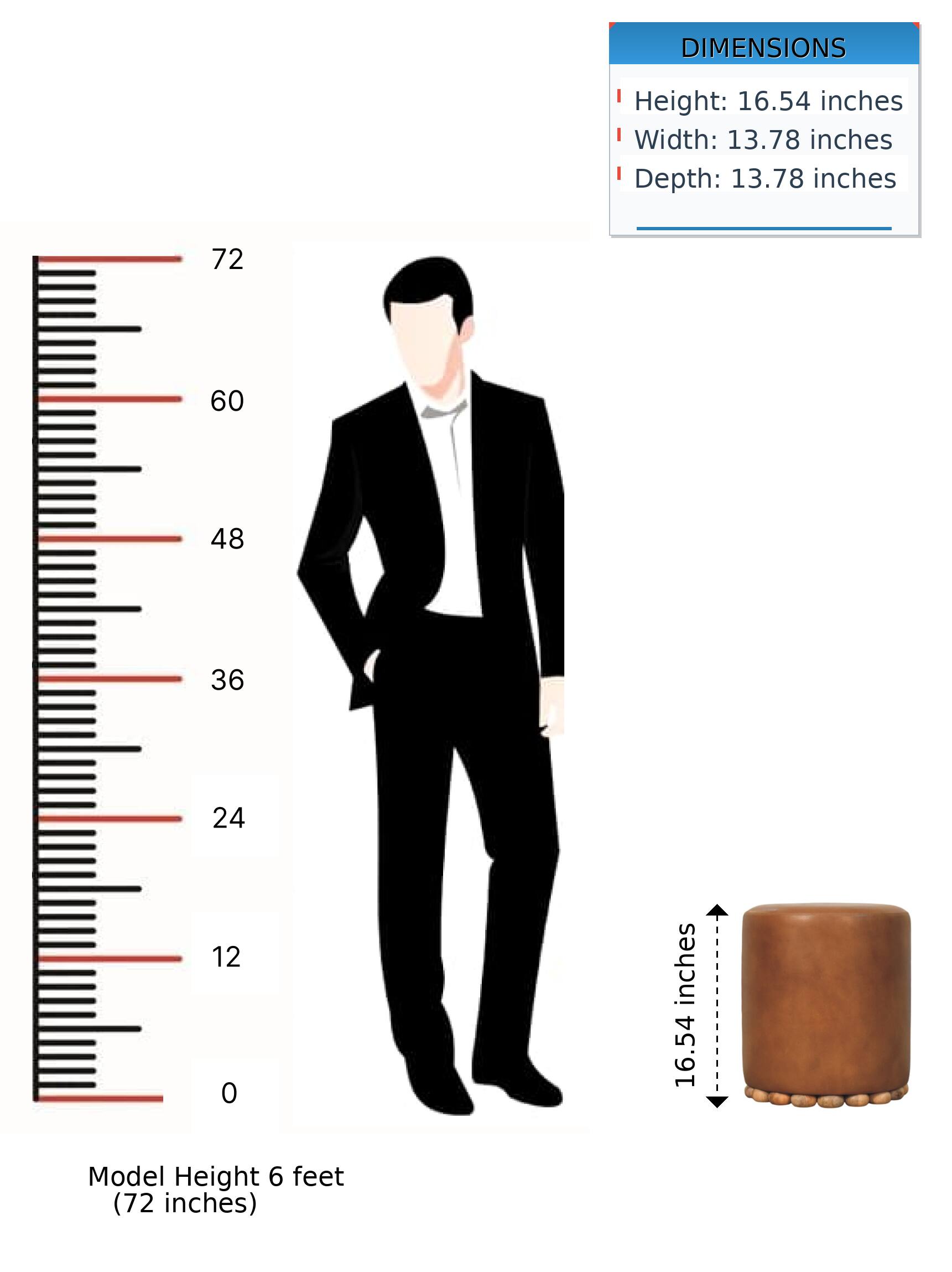 DIMENSIONS  
Height: 16.54 inches  
Width: 13.78 inches  
Depth: 13.78 inches  

Model Height 6 feet (72 inches)