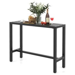 Costway - Outdoor Metal Bar Table 48" Patio Rectangular Counter Height Dining Table - Black