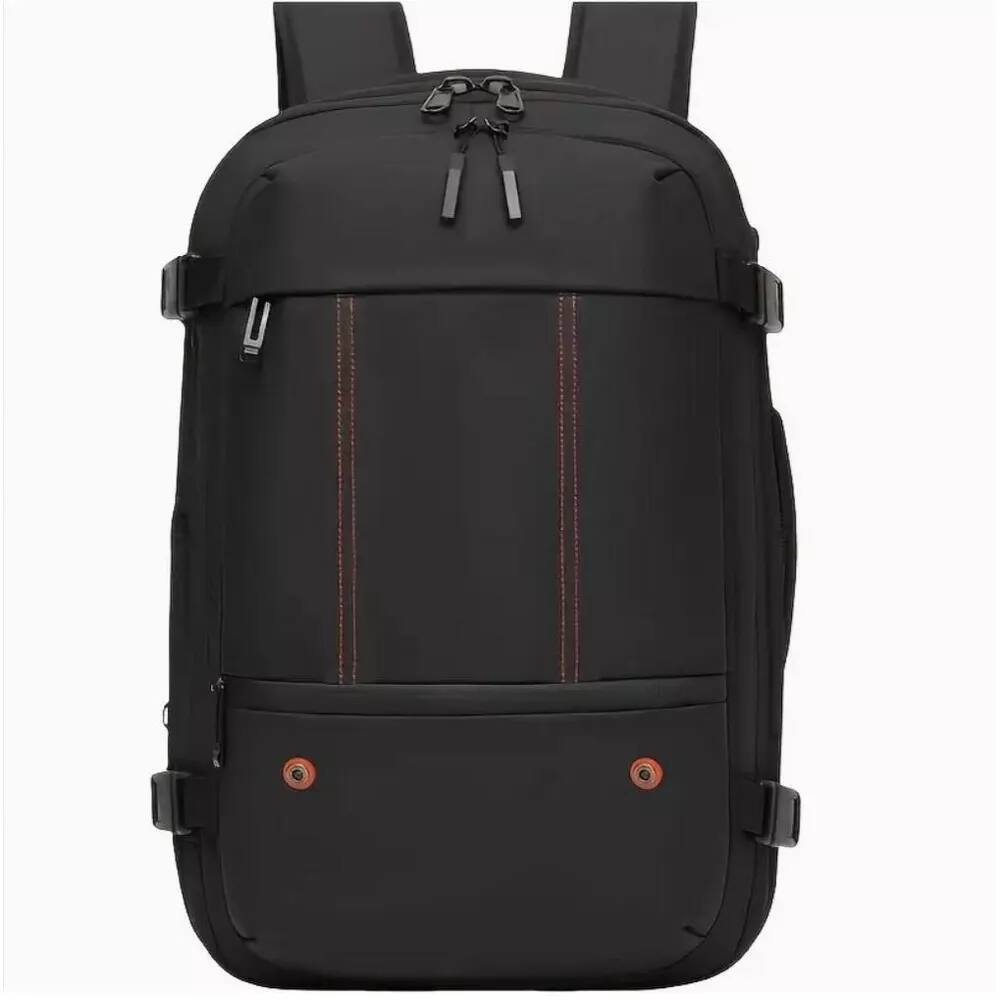 Front. Wikistore - WIKISTORE Lightweight Travel Backpack Compact Daypack Adjustable Straps Outdoor Trips Black - Black.