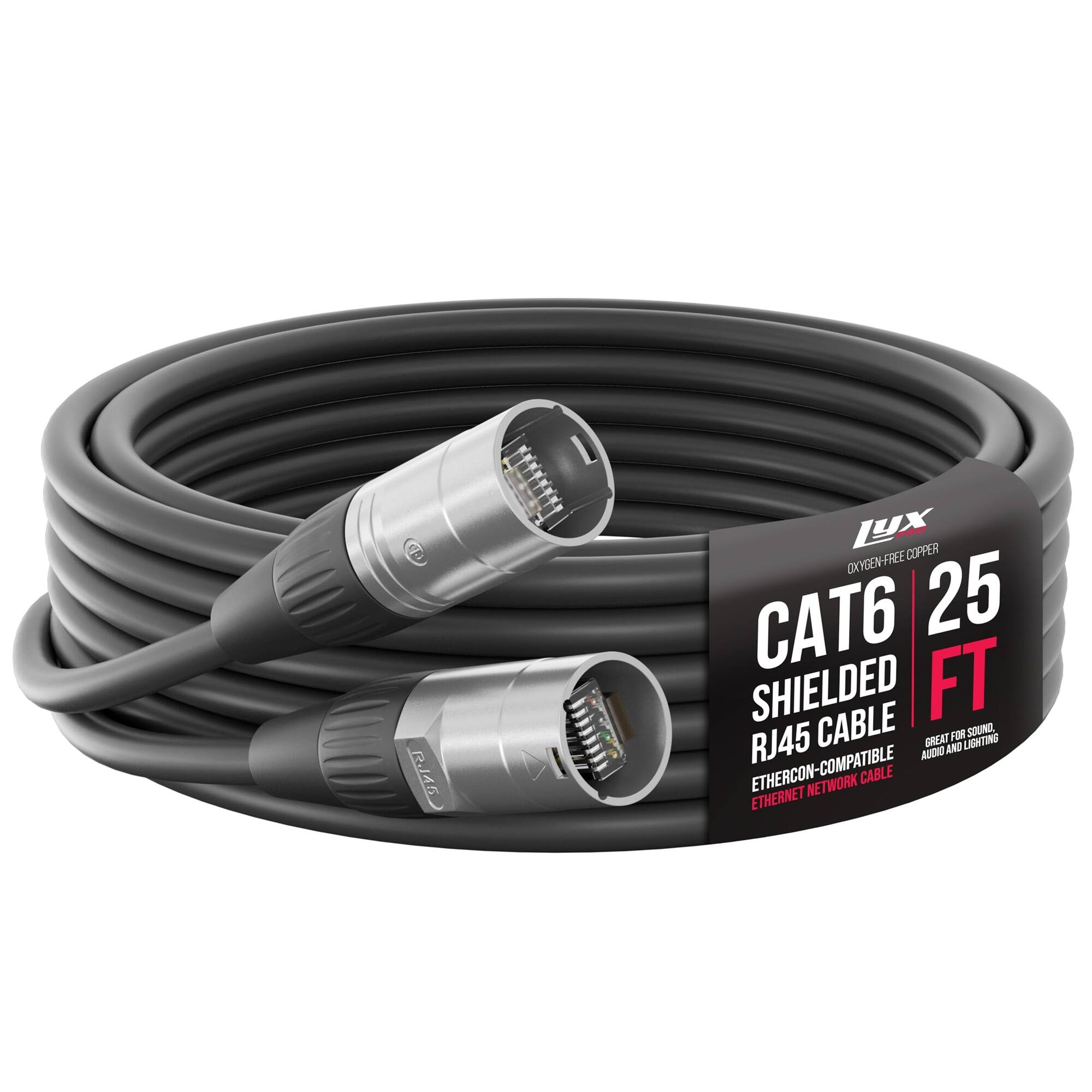 R.45 I I LX COPPER @KYBEN-FREE CAT6 25 SHIELDED FT RJ45 CABLE GREAT AND SOUND FOR AUDIO AND LIGHTING ETHERCON-COMPATIBLE NETWORK CABLE ETHERNET