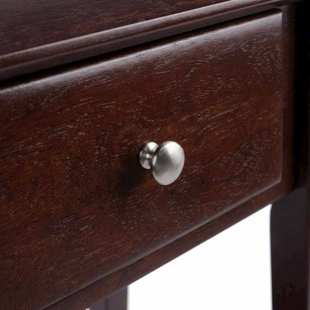 Back. FurniFact - Antique Walnut Night Stand with Drawer Solid Composite Wood Storage - Walnut.