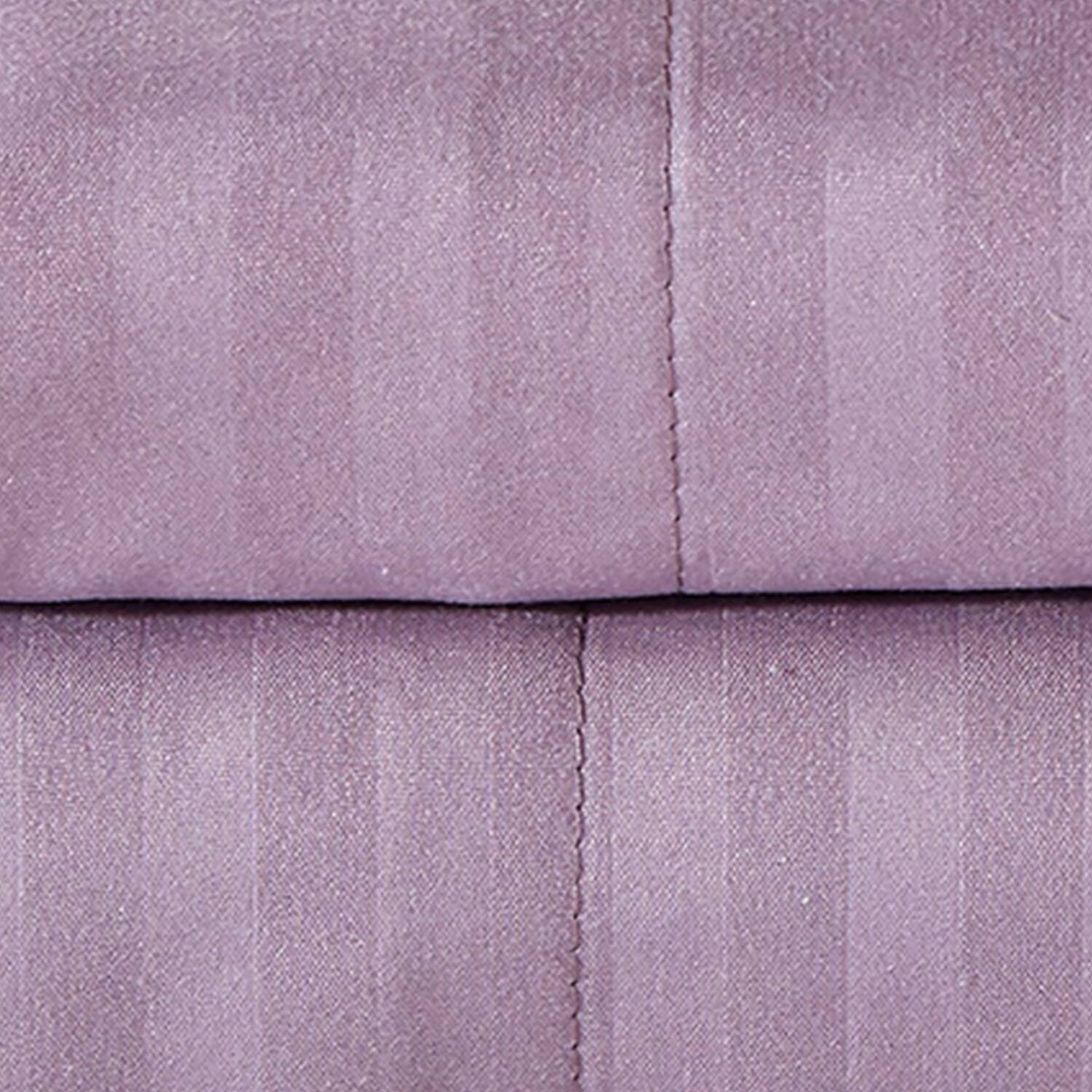 Left. Plazatex - Plazatex 1800 Embossed  Stripe Premium All Season Bed Sheet Set Queen Plum - Plum.