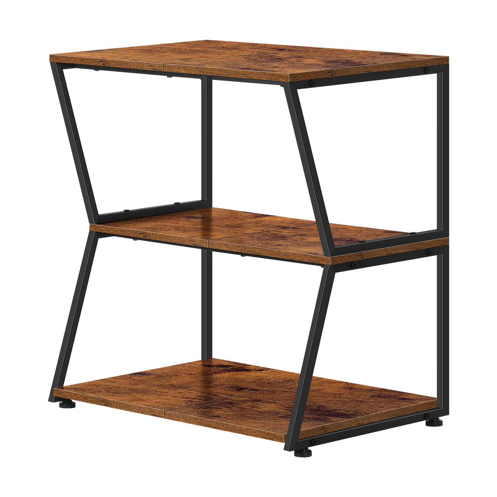 Oumilen - 3-Tier Audio Equipment Stand with Metal Frame and Wood Shelves - Brown
