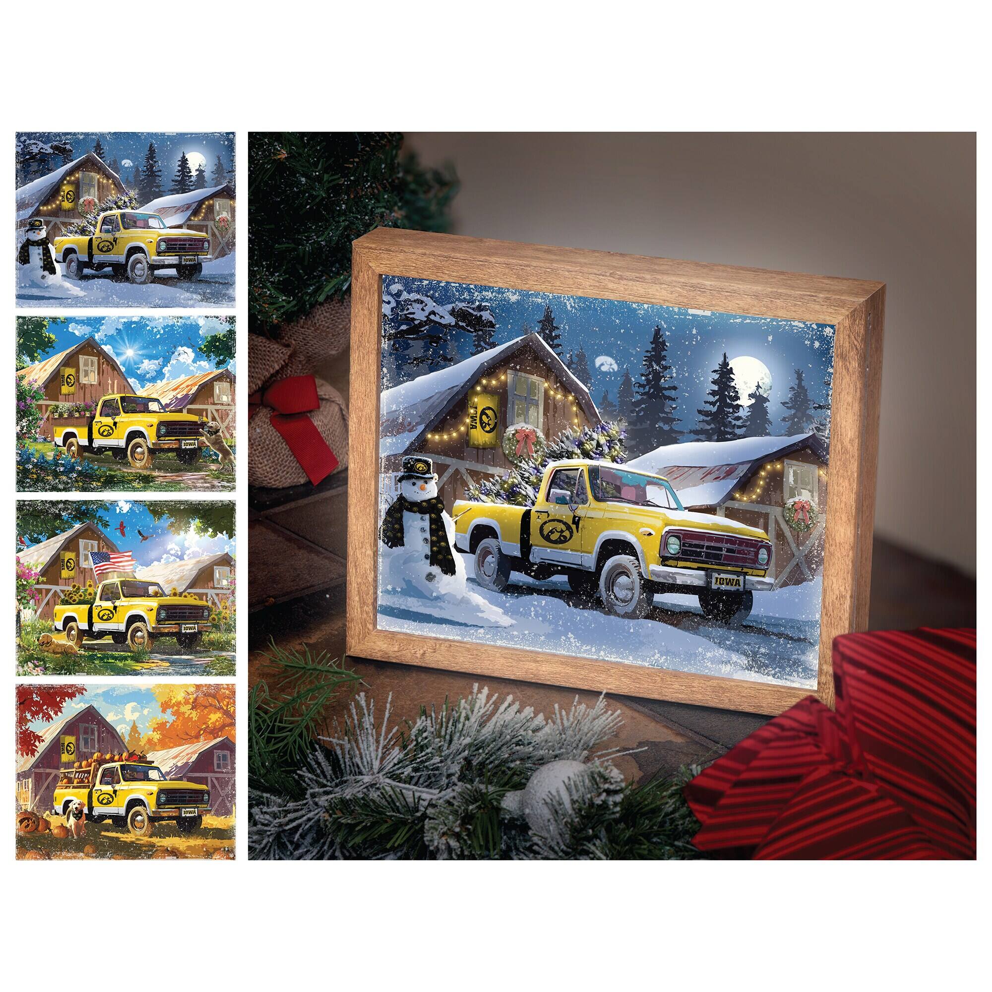 Front. Sporticulture - Iowa Hawkeyes 12" x 11" Four Seasons LED Light Box - Yellow.