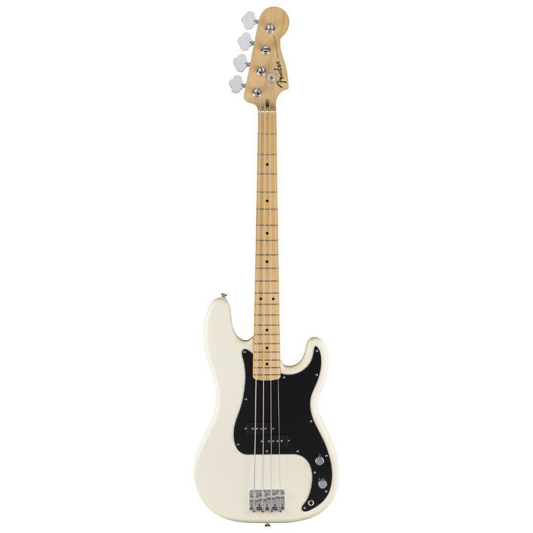 Front. Fender - Fender Standard Precision Bass, Maple Fingerboard, Black Pickguard,Olympic White.
