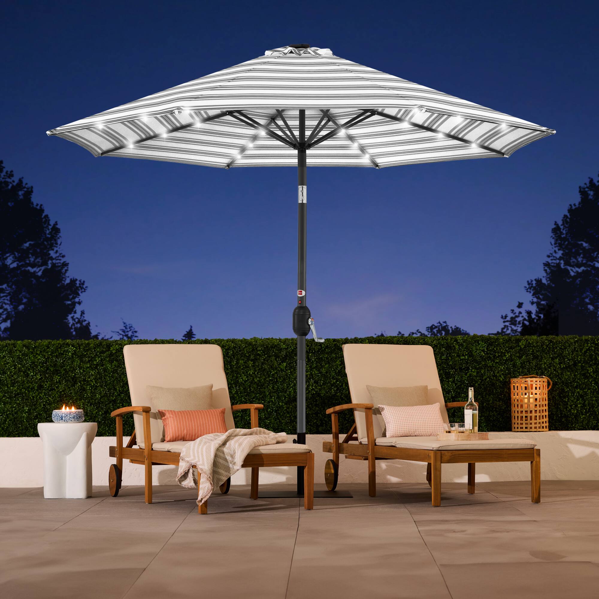Alt View 4. Best Choice Products - Best Choice Products 10ft Solar LED Lighted Patio Umbrella w/ Tilt Adjustment, UV-Resistant Fabric - Striped Gray - Striped Gray.