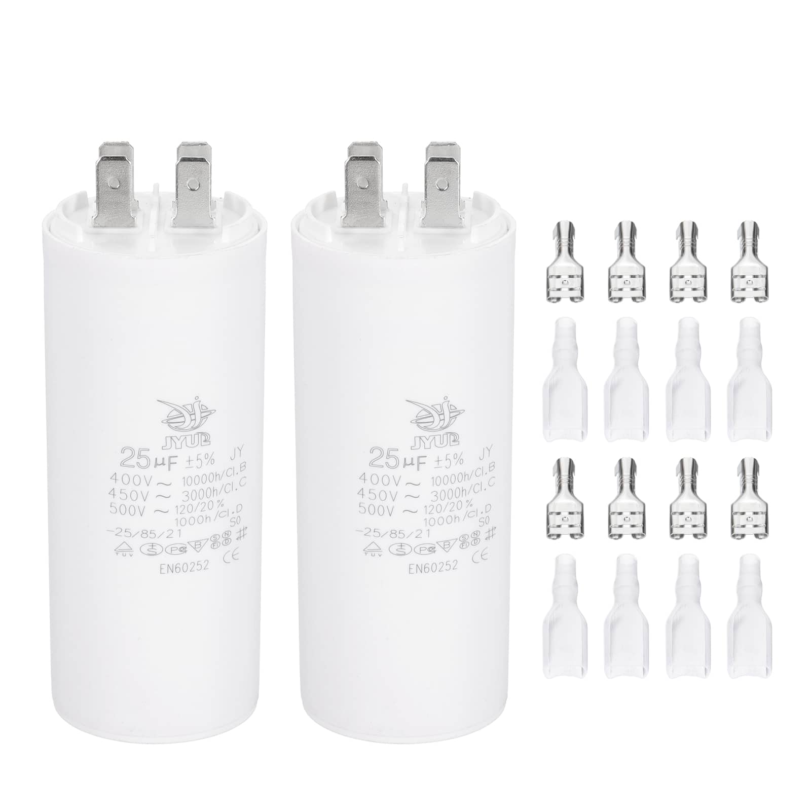 Unique Bargains - 2pcs 25uF CBB60 Run Capacitor, AC 450V 4 Pin Double Insert with Sheath Spring for Motor Start - White price history on PriceWatchPro