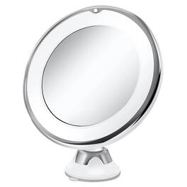 MOVSSOU - 10x Magnifying Mirror Lighted 360 Rotation with Suction Cup - White