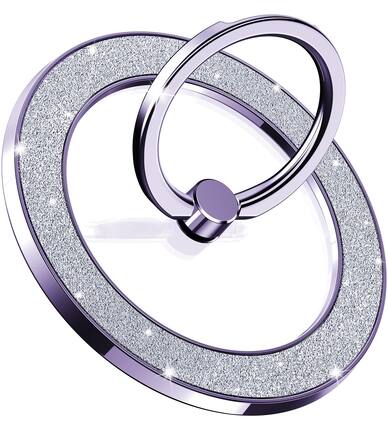 Front. HM 1810 - Magnetic Phone Ring Holder For Magsafe Grip Compatible With Wireless Charging. (glitter Gold) Universal - Glitter Purple.