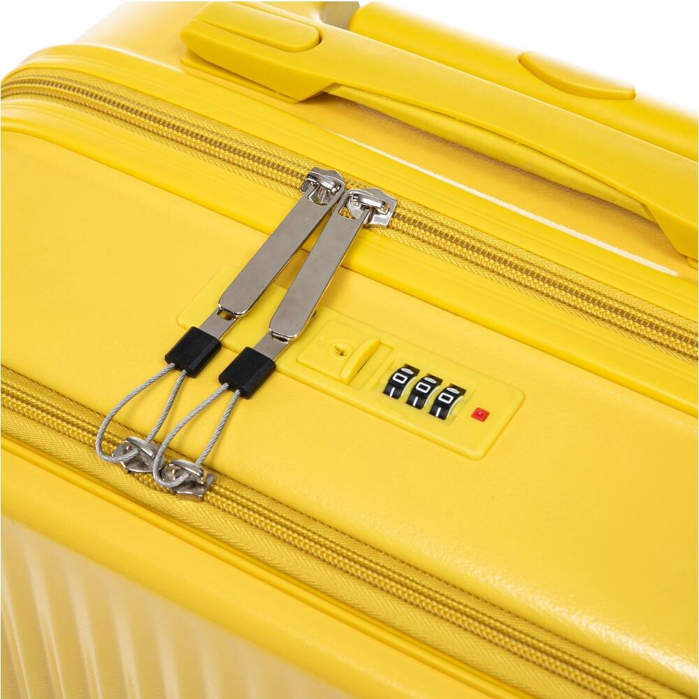 Back. Ropilly - Ropilly 2 Piece Luggage Set Front Opening Carry On Luggage 20" Suitcase with 14" Cosmetic Case ABS Yellow - Yellow.