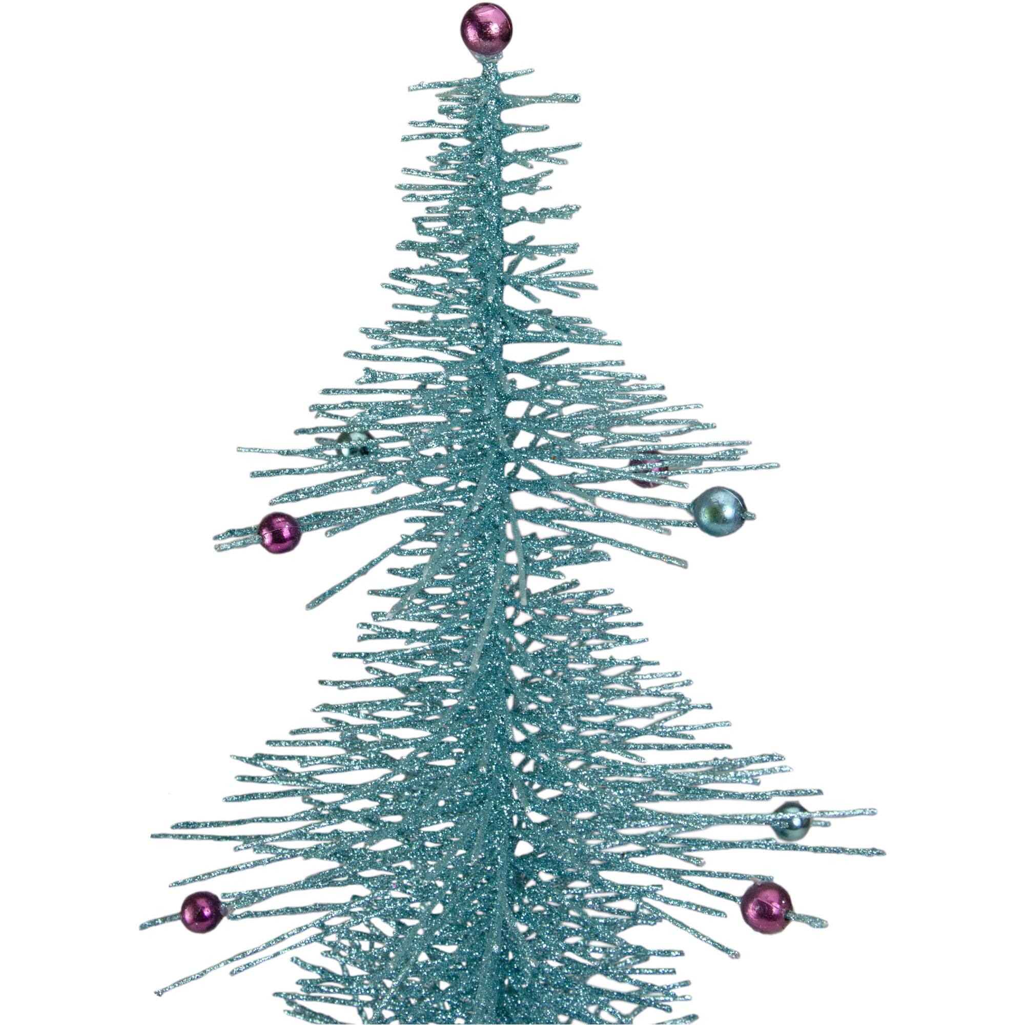 Alt View 1. Allstate - 16" Whimsical Turquoise Glittered Spike Table Tree - Unlit - Blue.