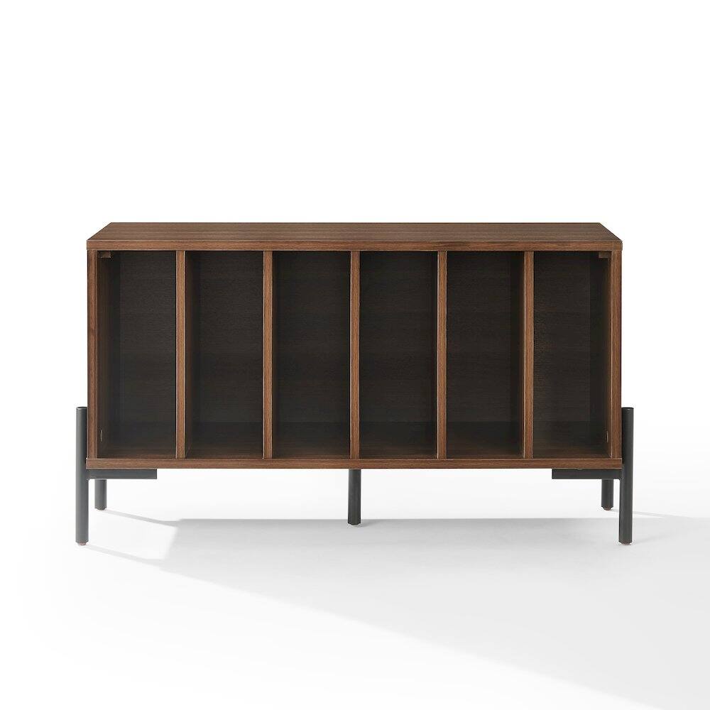 Alt View 2. Crosley Furniture - Greenwich Medium Record Player Stand With Vinyl Storage - Walnut.
