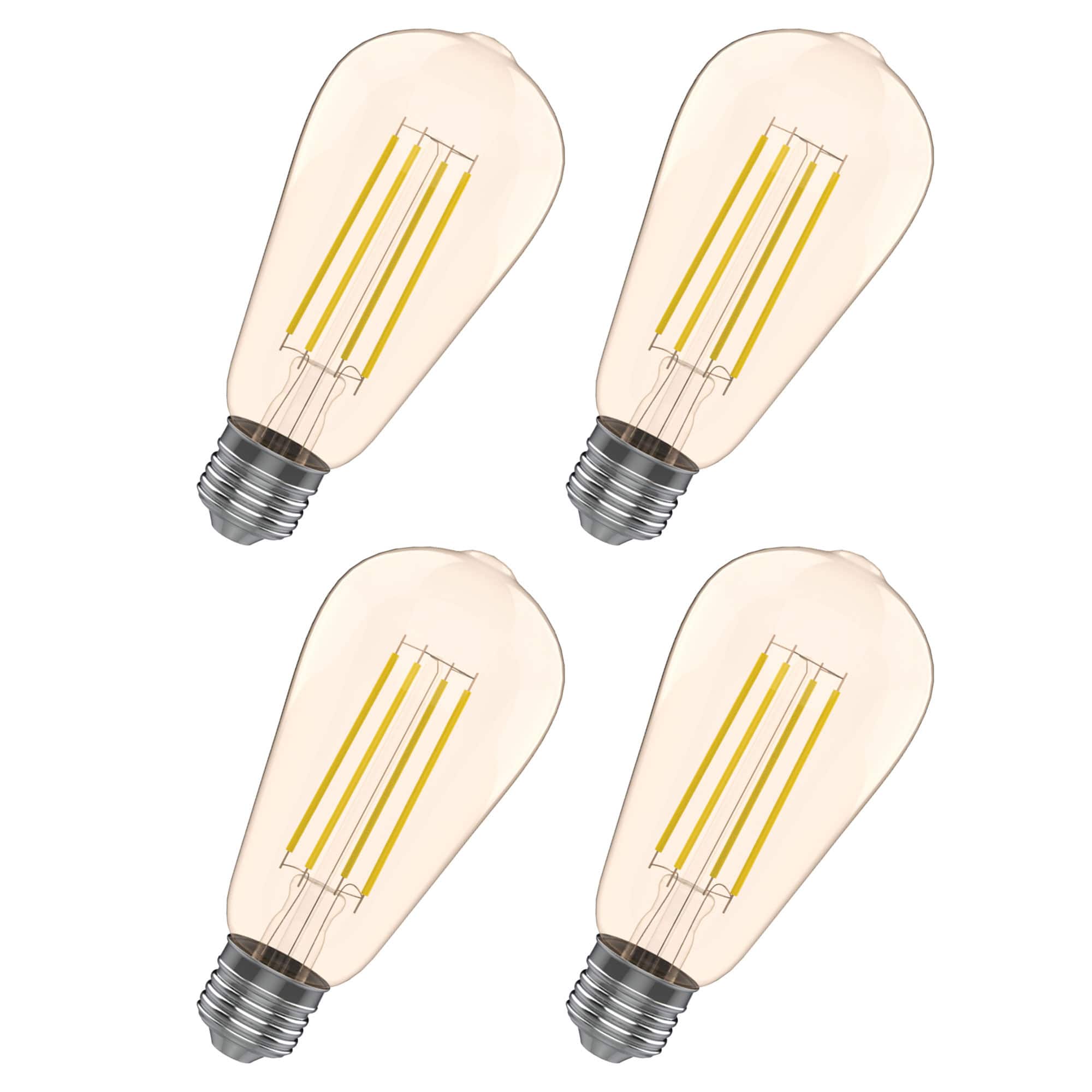 VIRIBRIGHT - ST19 LED Bulb, Filament, Energy Star, Amber – 2200K (4 Pack) - Warm White