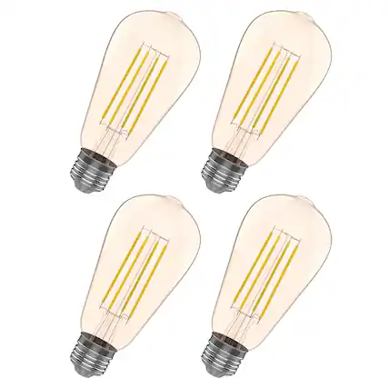 Front. VIRIBRIGHT - ST19 LED Bulb, Filament, Energy Star, Amber – 2200K (4 Pack) - Warm White.
