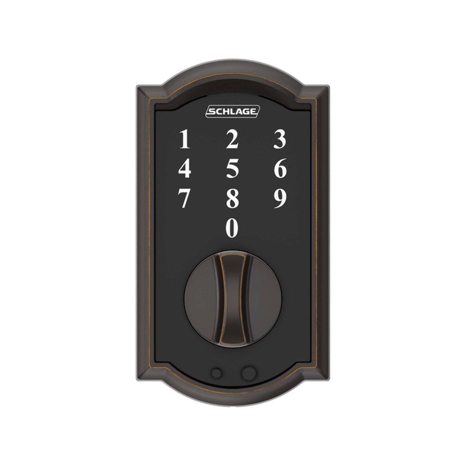 Angle. Schlage - Schlage Aged Bronze Steel Touchscreen Deadbolt - Aged Bronze.
