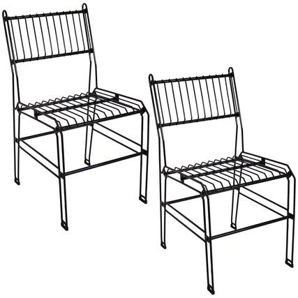 Front. Sunnydaze - Steel Wire Indoor and Outdoor Dining Chairs - Set of 2 - Black.