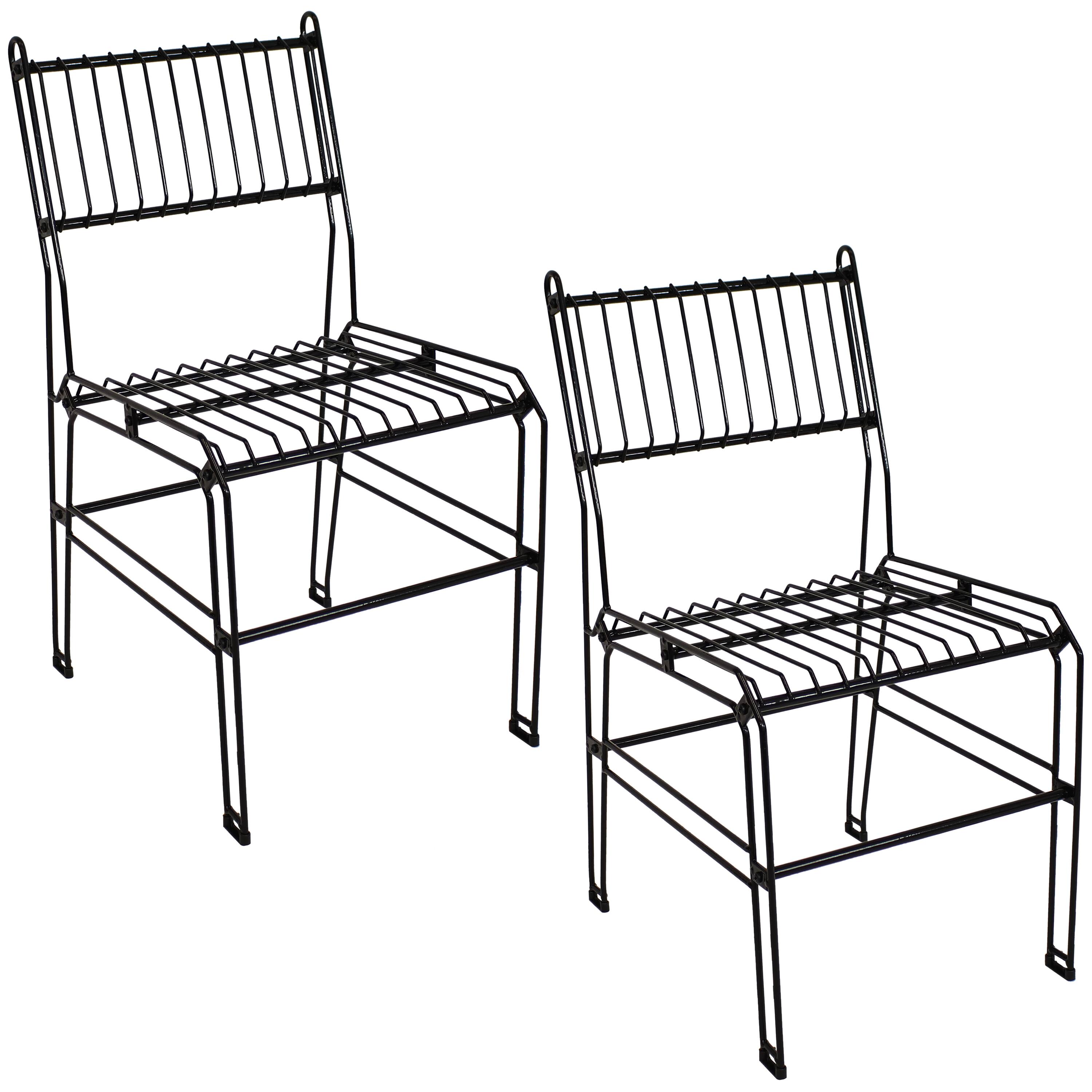 Front. Sunnydaze - Steel Wire Indoor and Outdoor Dining Chairs - Set of 2 - Black.
