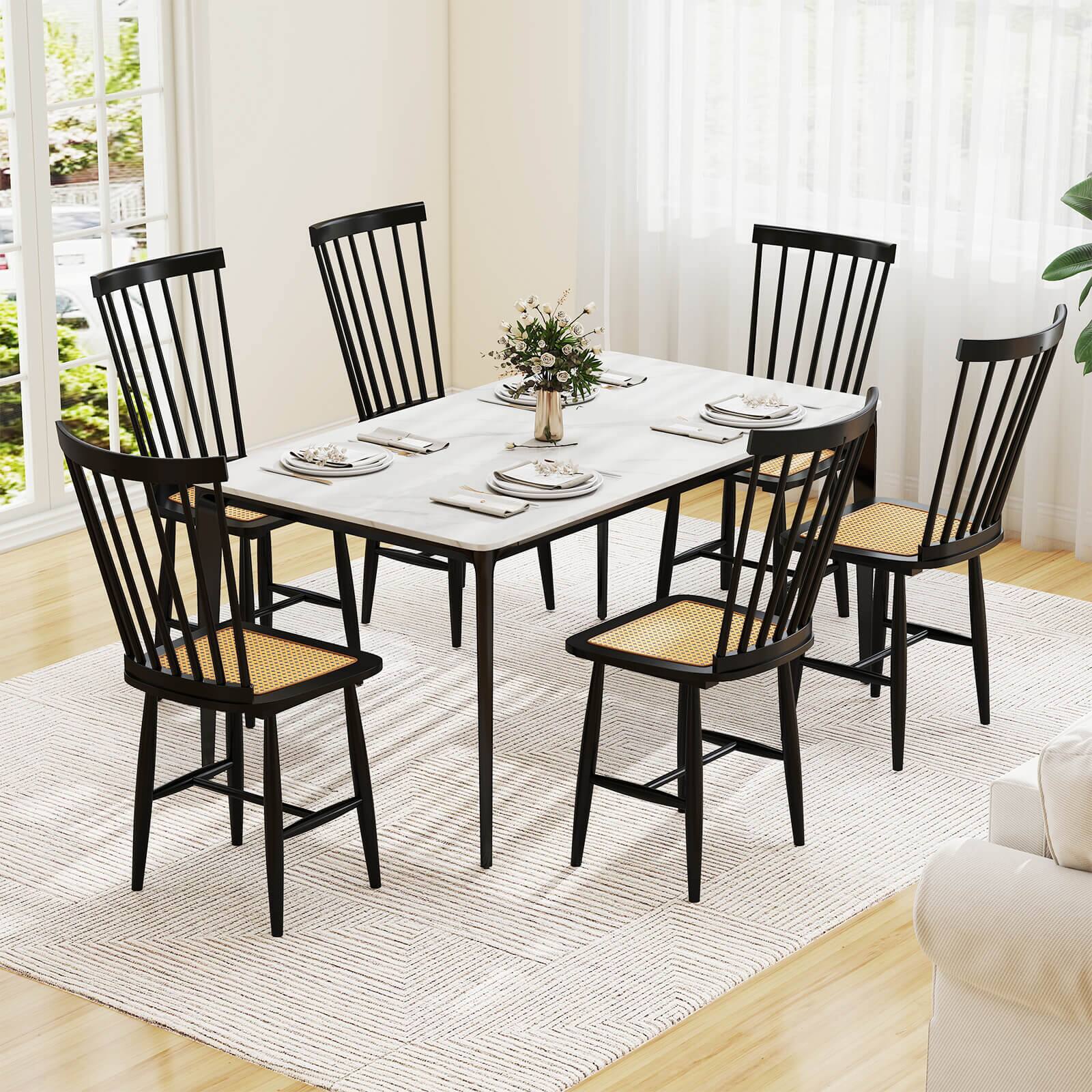 Alt View 5. Costway - Costway Dining Chairs Set of 2 with PE Rattan Seats for Dining Room, Kitchen, Restaurant - Black.