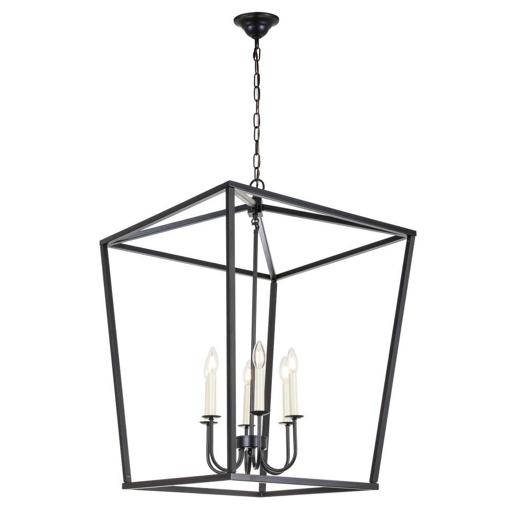 Alt View 2. Living District - Maddox 6 light Black chandelier - Black.