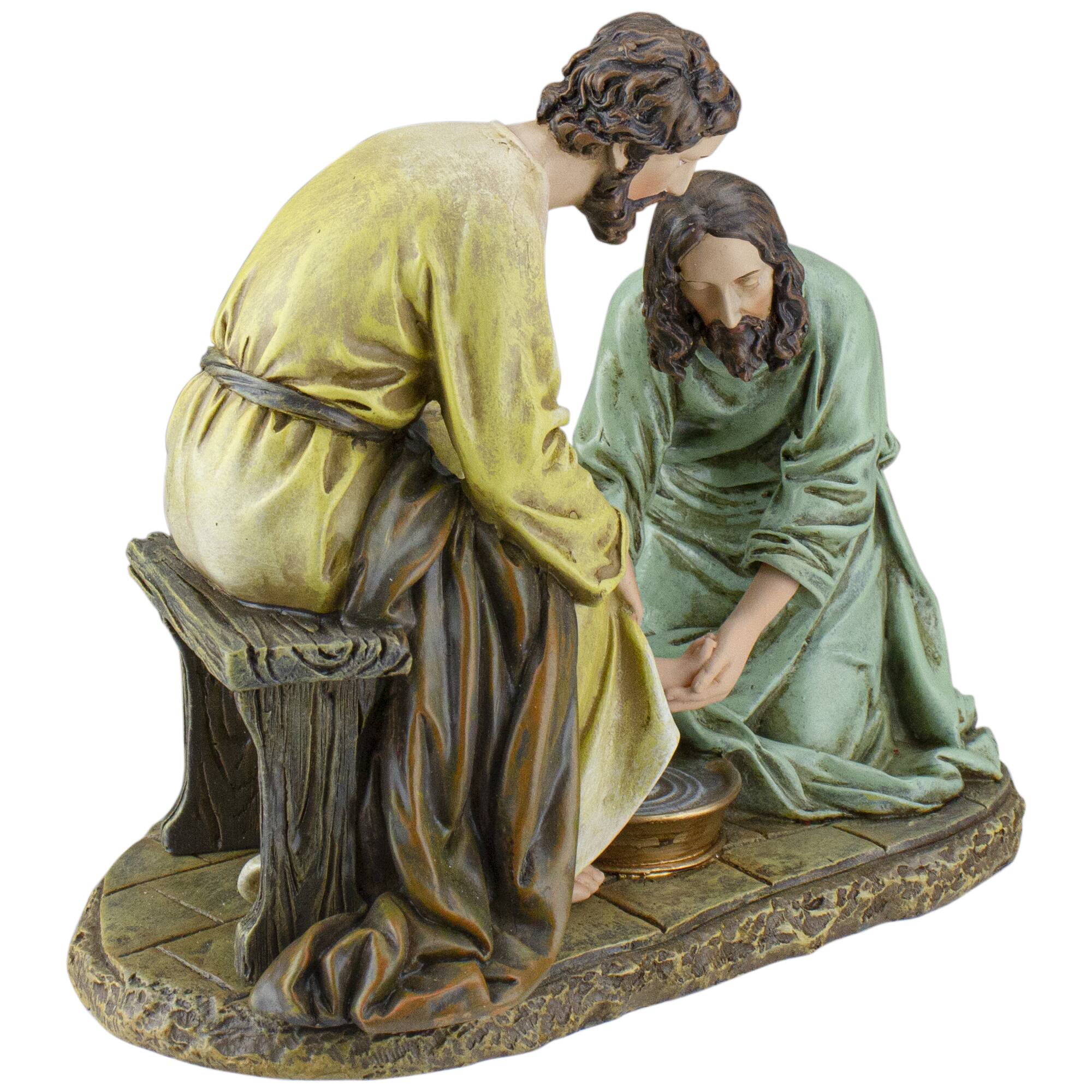 Alt View 2. Roman - Joseph's Studio Jesus Washing Feet Figure - 8" - Brown.