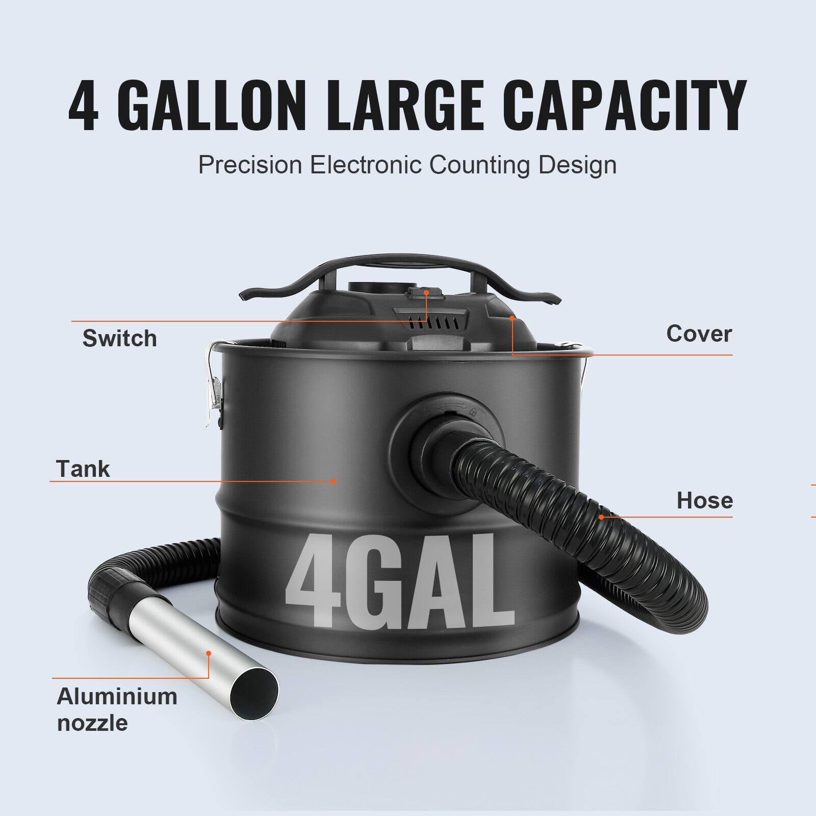 4 GALLON LARGE CAPACITY  
Precision Electronic Counting Design  

Switch  
Cover  
Tank  
Hose  
Aluminium nozzle  

4GAL