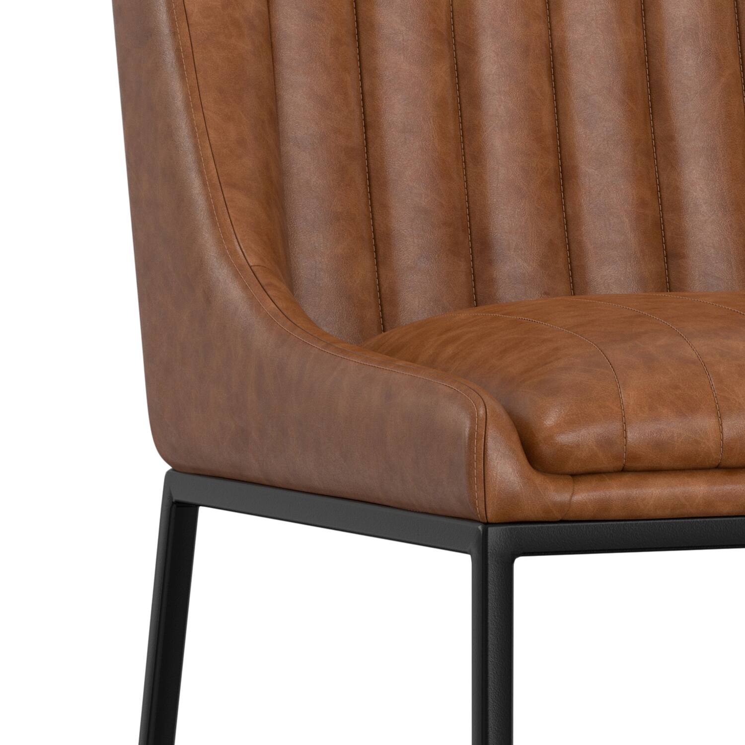 Alt View 7. Simpli Home - Melody Dining Chair (Set of 2) in Distressed Tan Vegan Faux Leather - Distressed Tan.