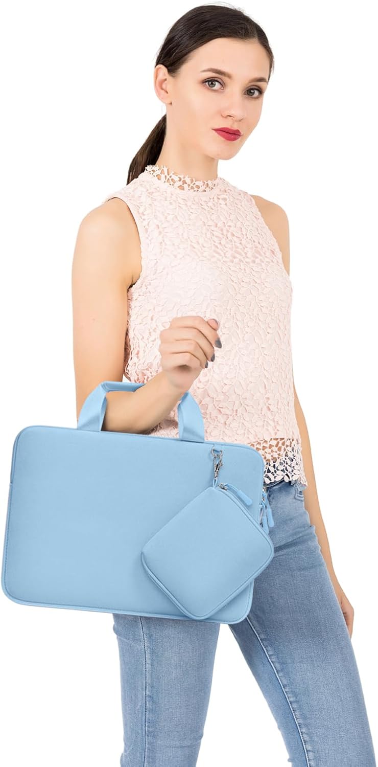 Alt View 2. mosiso - Laptop Case 15 inch, Neoprene Laptop Sleeve Carrying Case with Handle & Pouch for MacBook Air 15 inch HP Acer Dell - Air Blue.
